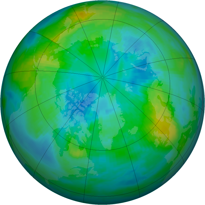 Arctic ozone map for 09 October 1980